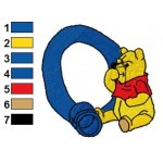 Winnie the Pooh Alphabet Q Embroidery Design